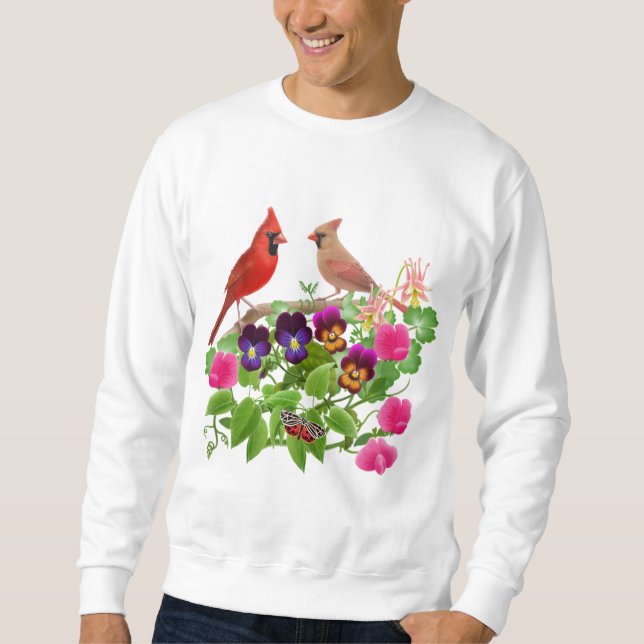 Kardinäle im Garten-Sweatshirt Sweatshirt (Vorderseite)