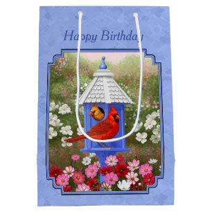Kardinäle und Round Birdhouse Blue Mittlere Geschenktüte