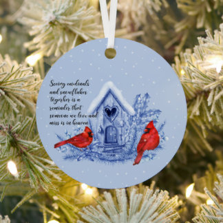 Kardinäle und Schneeflocken Ornament Aus Metall