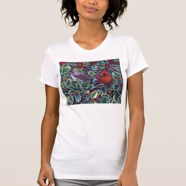 Kardinäle und Stechpalme T-Shirt (Vorderseite)
