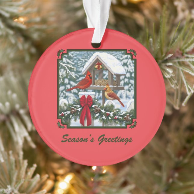 Kardinäle Vogelzuführung & Weihnachtsgarland-Saiso Ornament (Baum)