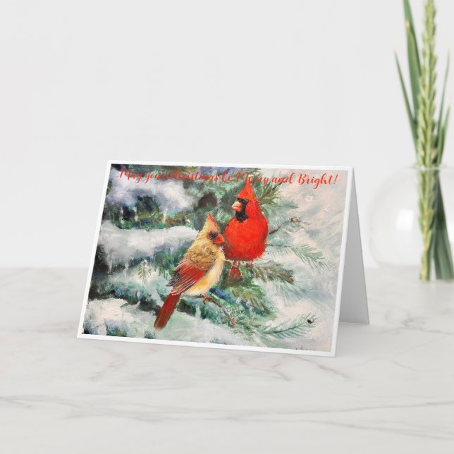 Kardinäle Weihnachtskarten Dankeskarte (Vorderseite)