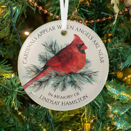 Kardinäle zur Erinnerung Erscheinen des Sprichwort Ornament Aus Glas