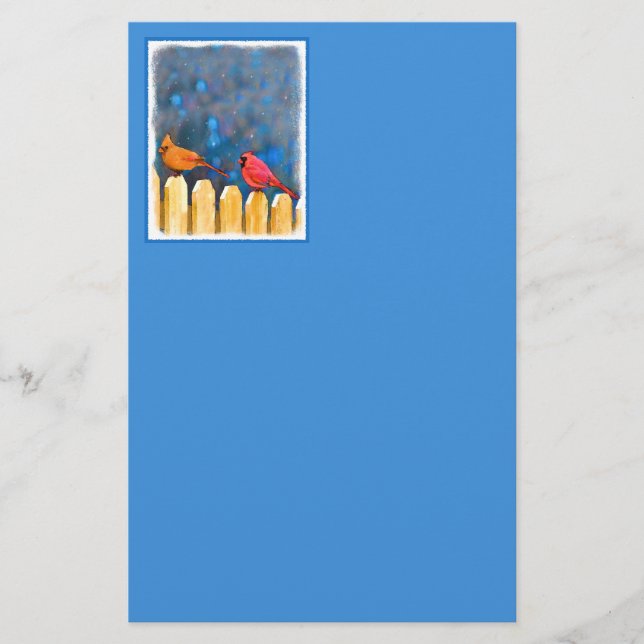 Kardinäle zur Zaunmalerei - Originelle Kunst Briefpapier (Vorderseite)