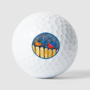 Kardinäle zur Zaunmalerei - Originelle Kunst Golfball
