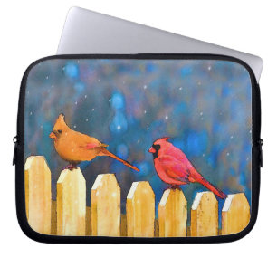 Kardinäle zur Zaunmalerei - Originelle Kunst Laptopschutzhülle