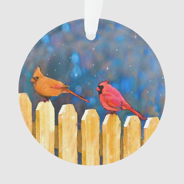 Kardinäle zur Zaunmalerei - Originelle Kunst Ornament (Vorderseite)