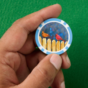 Kardinäle zur Zaunmalerei - Originelle Kunst Pokerchips