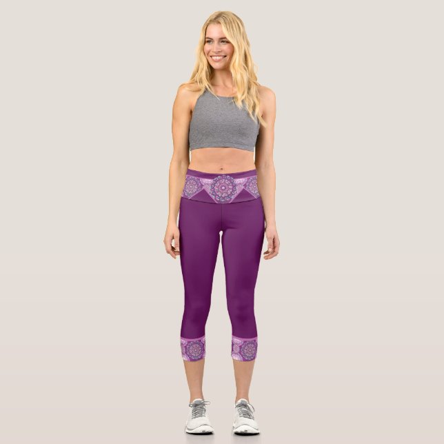 Kardinalrot Rosette Capri Leggings (Vorderseite)