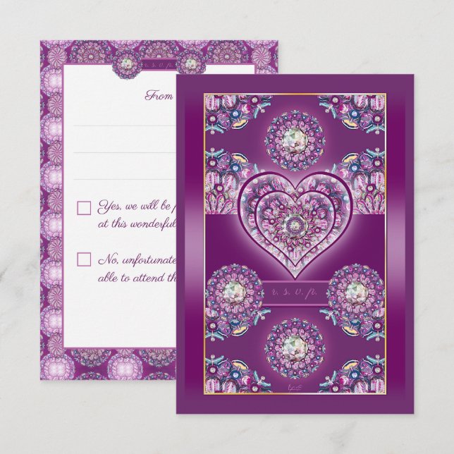 Kardinalrot Rosette RSVP Karte (Vorne/Hinten)