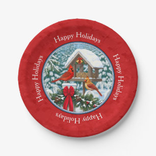 Kardinals Christmas Birdfeeder Red Pappteller