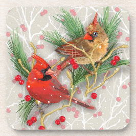 Kardinals Couple Christmas Getränkeuntersetzer