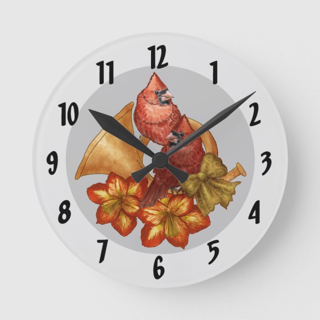 Kardinals Horn Clock Runde Wanduhr (Vorderseite)