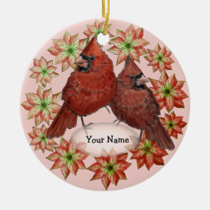 Kardinals Poinsettia-Ornamente Keramik Ornament