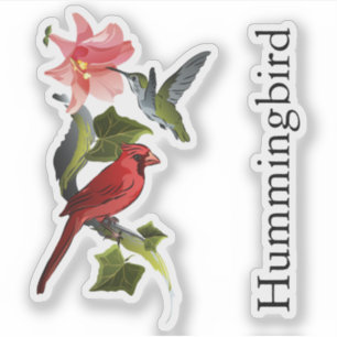 Kardinals-und Kolibri-rosa Lilien-Gewohnheits-Text Aufkleber