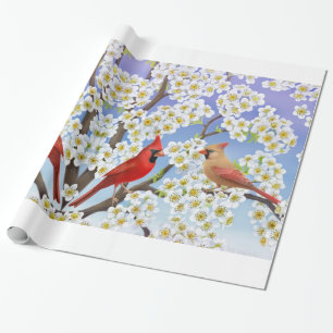 Kardinals-Vögel in Apple blüht Geschenk-Verpacku Geschenkpapier