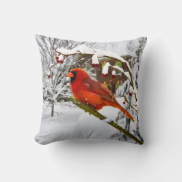 Kardinals-Vogel, Schnee, Winter, Throw-Kissen Kissen