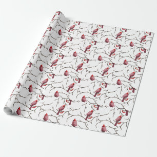 Kardinals-Vögel, Winter-Kirschen und Schnee-Muste Geschenkpapier