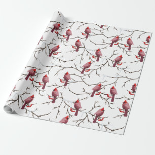 Kardinals-Vögel, Winter-Kirschen und Schnee-Muste Geschenkpapier