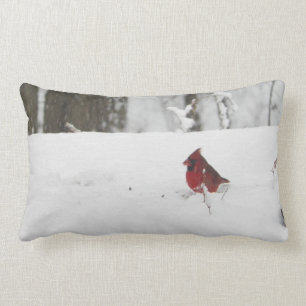 Kardinals-Vogel-Winter-Schnee-Bild Lendenkissen