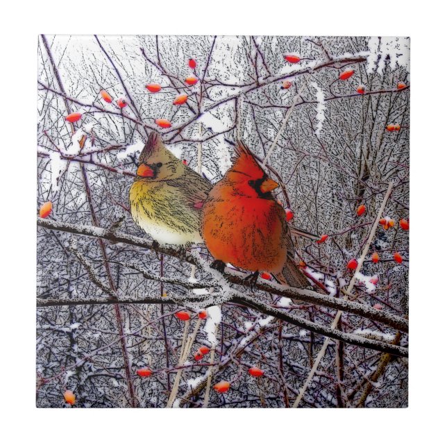 Kardinals-Waldfliese Fliese (Vorderseite)