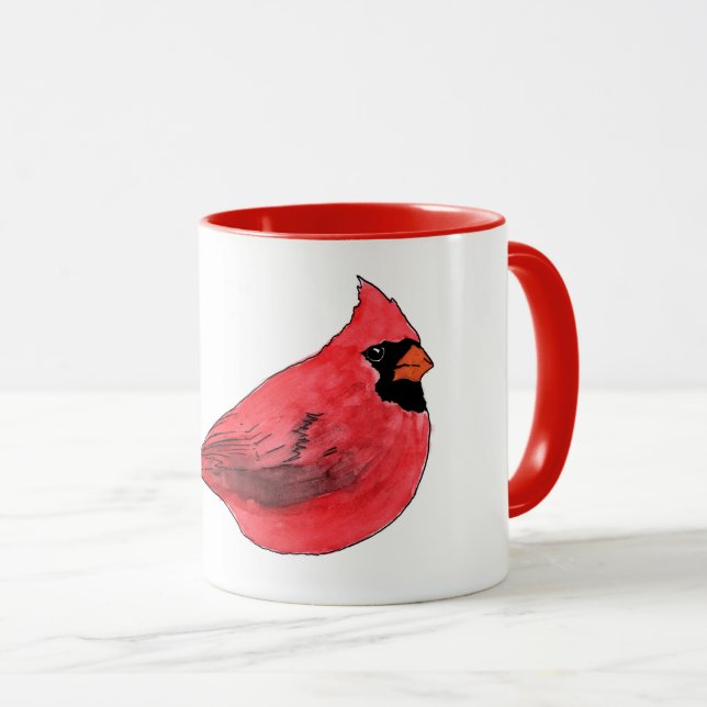 Kardinals-Wasser-Farbkunst-Tasse Tasse (VorderseiteRechts)