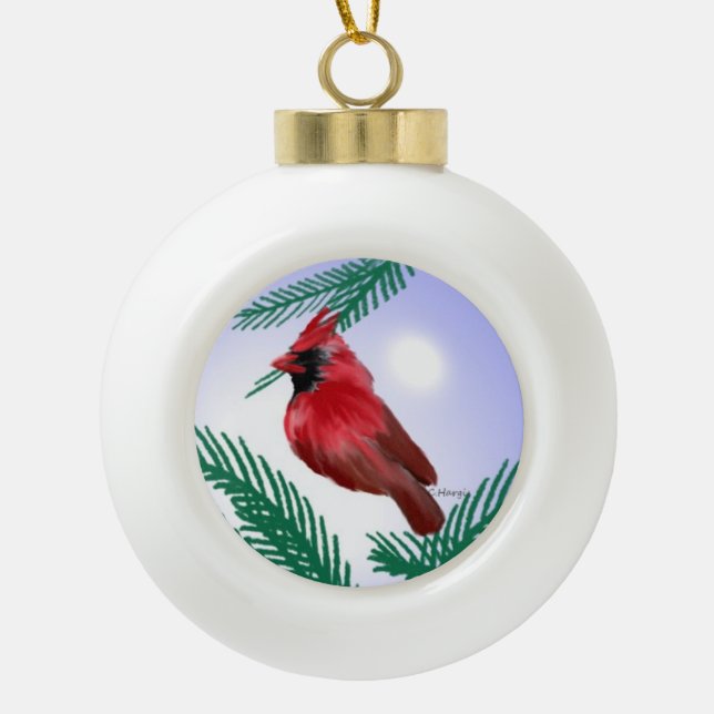 KARDINALS-WEIHNACHTSdekoration Keramik Kugel-Ornament (Vorderseite)