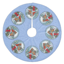 Kardinals Weihnachtsfest Blau Fleece Weihnachtsbaumdecke