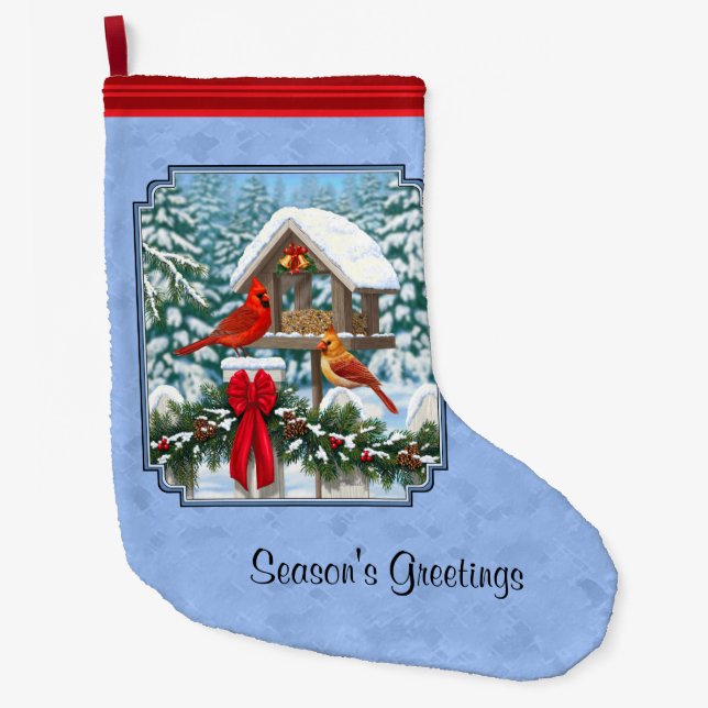 Kardinals Weihnachtsfest Blau Großer Weihnachtsstrumpf (Vorderseite)