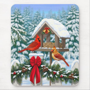 Kardinals Weihnachtsfest Blau Mousepad