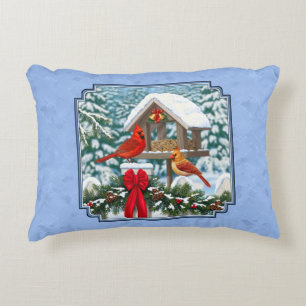 Kardinals Weihnachtsfest Blau Zierkissen
