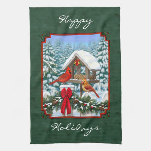 Kardinals-Weihnachtsfest Grün Handtuch