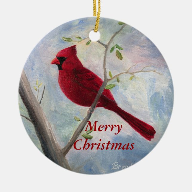 Kardinals-Weihnachtsverzierung Keramikornament (Vorne)