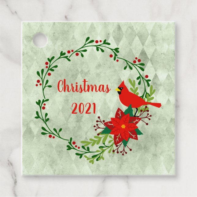 Kardinals Wreath Personalisiert Geschenkanhänger (Vorderseite)