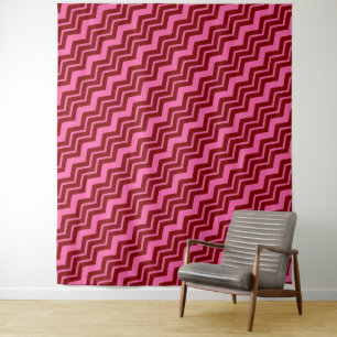 Kardinalsrot Pink Chevron Zickzack Design  Wandteppich