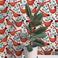 Kardinalvogel Blau Veilchen Blumen Blockdruck