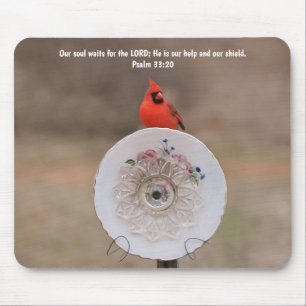 Kardinalvogel und Tellerblume Glaubensbibelvers Mousepad