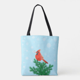 Kardinalvogel und wilde Beeren auf hellblau Tasche