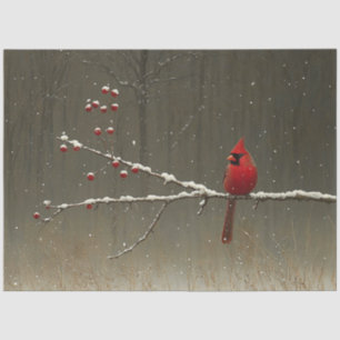 Kardinalvogel Winterbeerbaum-Decoupage Seidenpapier
