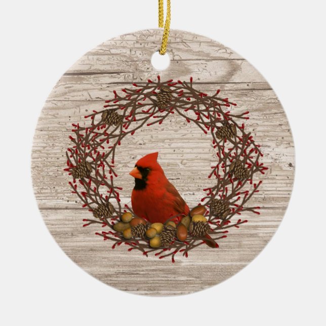 Kardinalwreath-Verzierung Keramik Ornament (Vorne)
