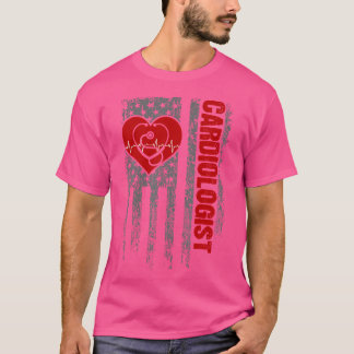Kardiologe Usa Flag Kardiologie Herzarzt Grap T-Shirt