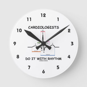 Kardiologen tun es mit Rhythmus (ECG/EKG) Runde Wanduhr