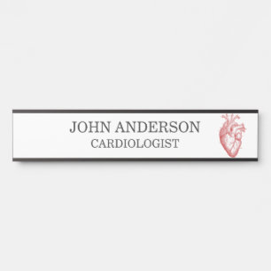 Kardiologie Kardiologe Rotes anatomisches Herz Türschild