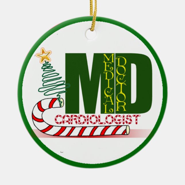 KARDIOLOGISTISCHER HERZARZT CHRISTMAS MERRY KERAMIKORNAMENT (Vorne)