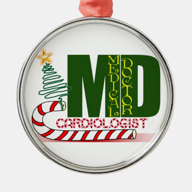 KARDIOLOGISTISCHER HERZARZT CHRISTMAS MERRY SILBERNES ORNAMENT (Vorne)