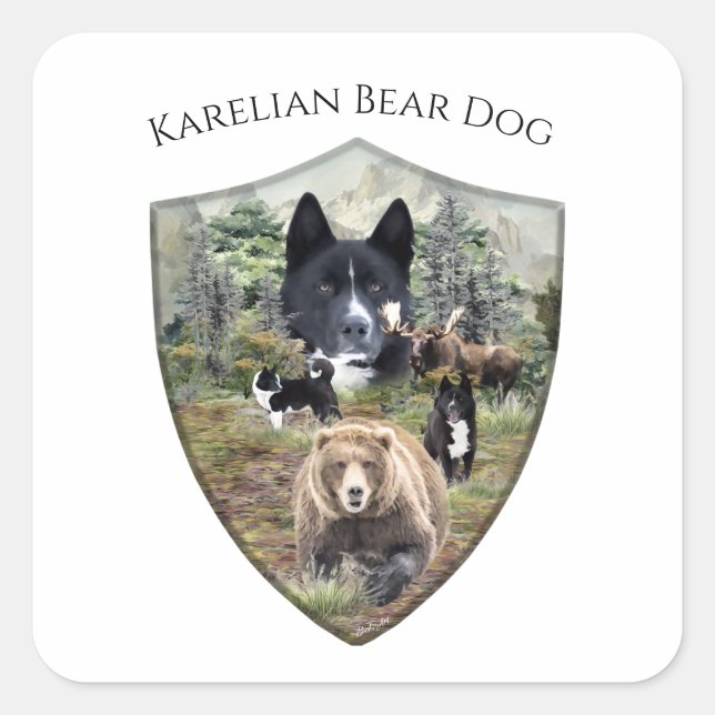 Karelian Bear Dog Quadratischer Aufkleber (Vorderseite)