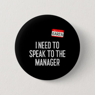 Karen Halloween Kostümvortrag vor dem Manager Fun Button