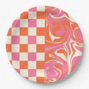 Karen und Wirbel - Rosa, Orange und Creme Pappteller