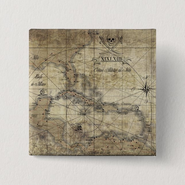 Karibik - alte Karte Button (Vorderseite)