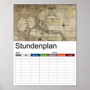 Karibik - alter Fahrplan Poster